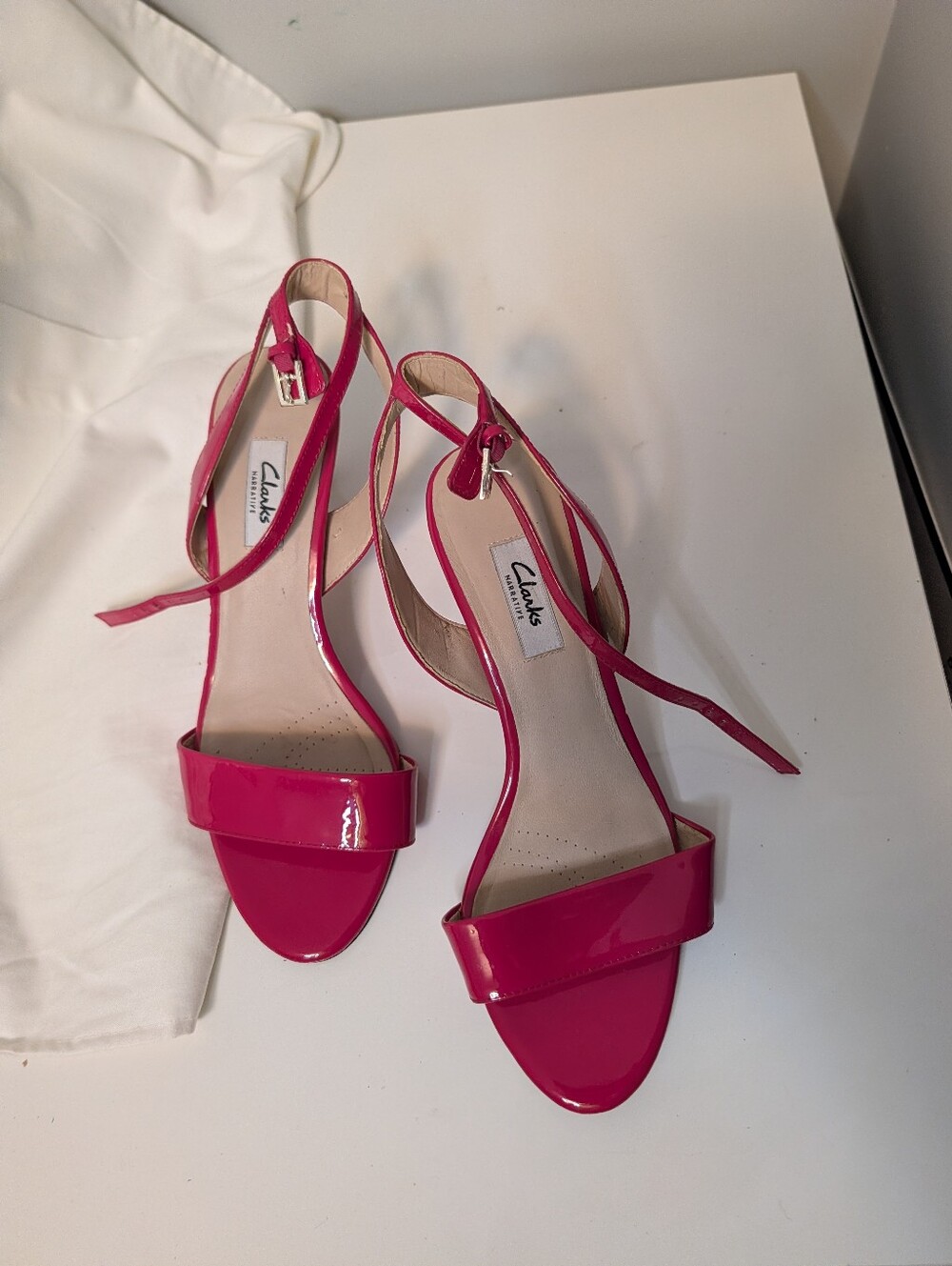Clarks Hot Pink Patent Ankle-Strap Heels
